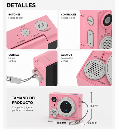 PocketCam™ — Mini Cámara Retro Abatible